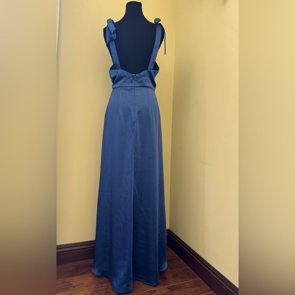 Lulus Effortless Sophistication Navy Blue Satin Tie-Strap Long Maxi Dress,Size S - Picture 8 of 16
